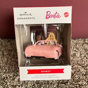 Hallmark Barbie & Friend Pink Convertible Ornament “Barbie in Car”